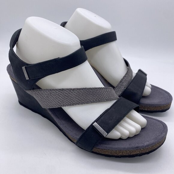 Aetrex Brynn Sandal Size 42 Quarter Strap Wedge Arch Support Plantar Fasciitis - Picture 2 of 13